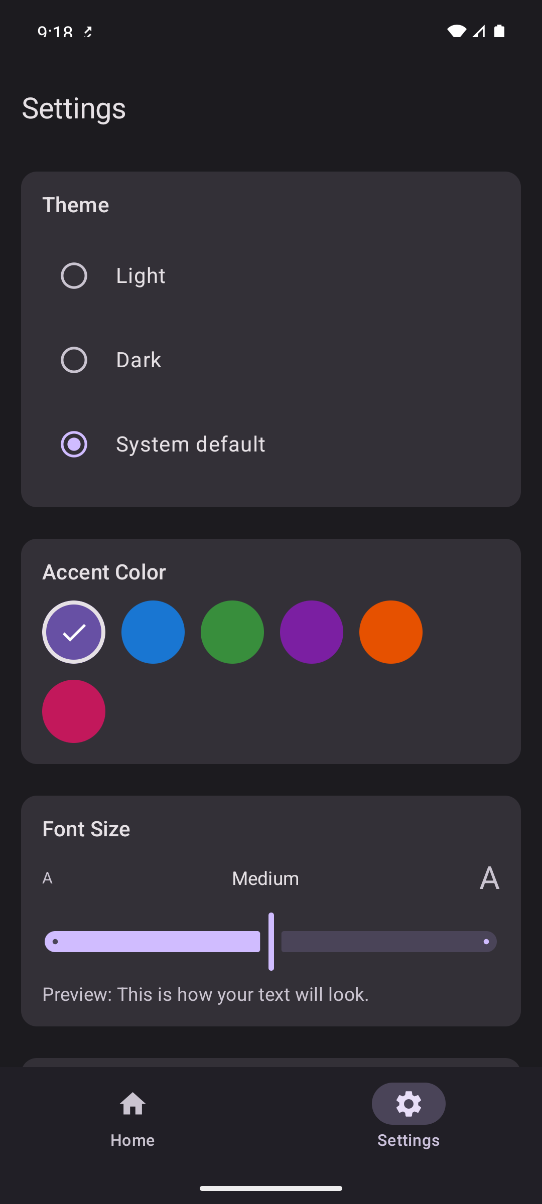 NoteItUP settings screen with theme and AI options